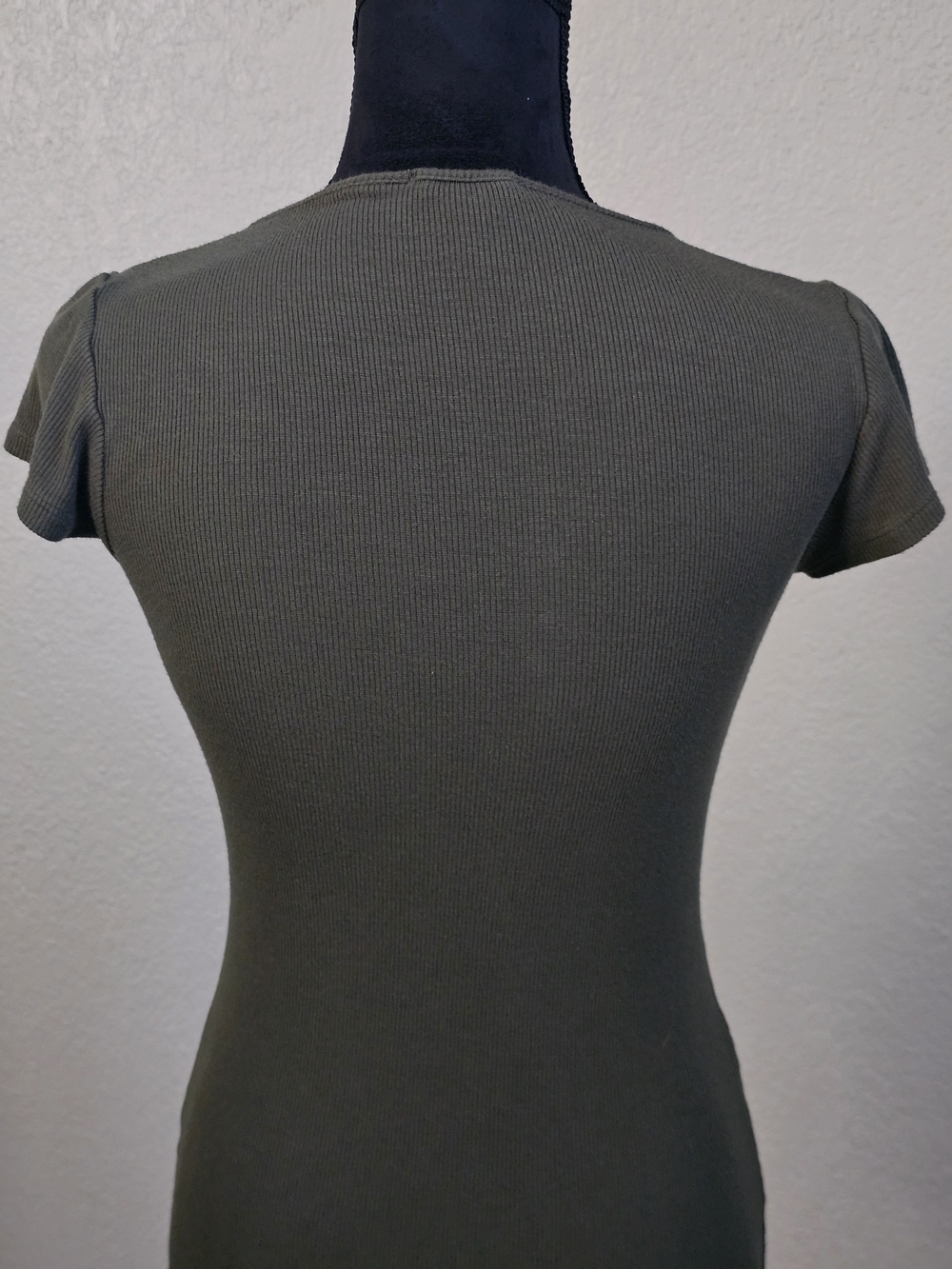 Wet Seal Olive Ribbed Lace-Up Scoop Mini Dress - Picture 5 of 7